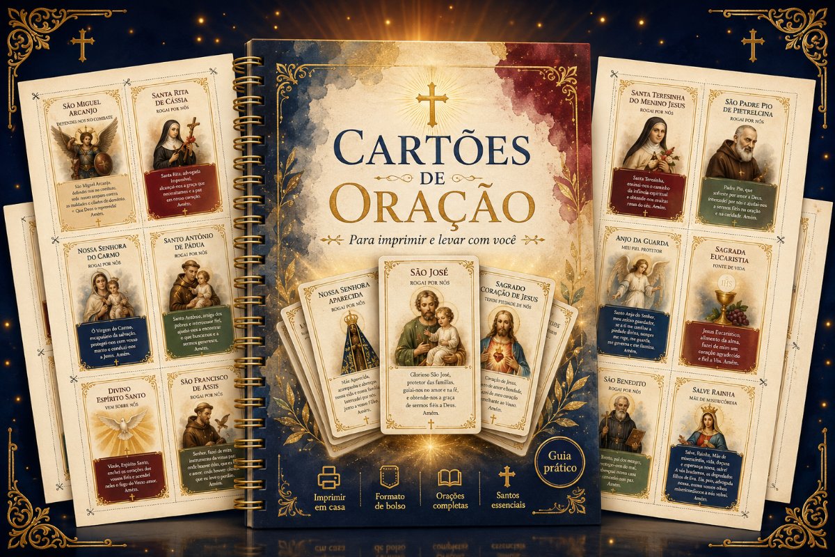 Capa e cartões do bônus Cartões de Oração para Imprimir