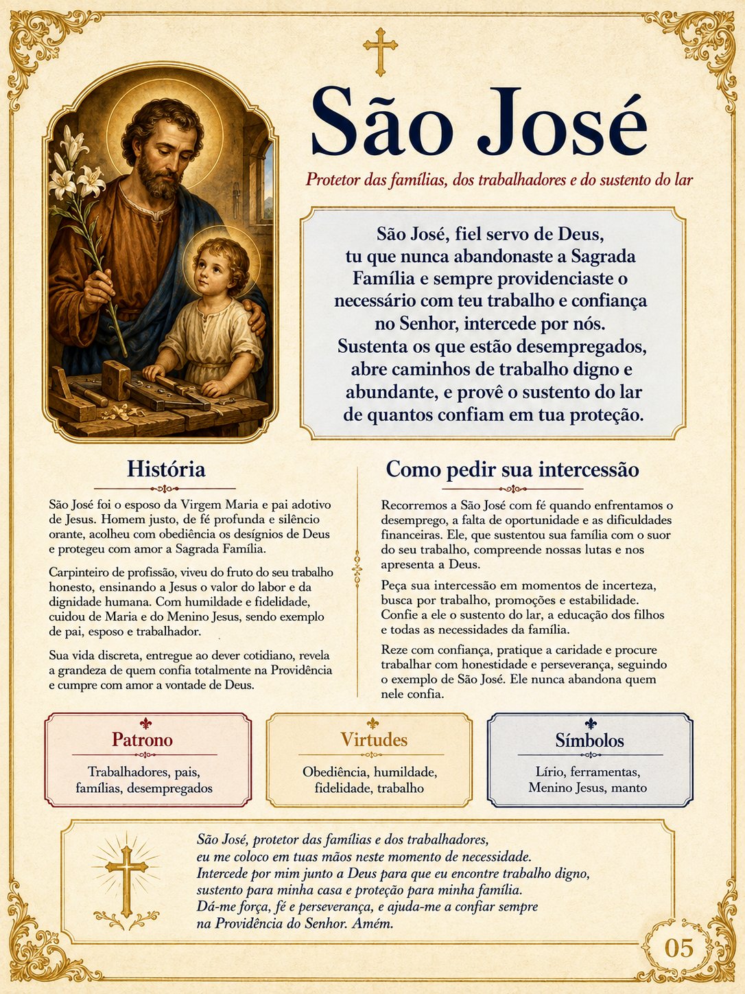 Página interna do Guia dos Santos, história do santo