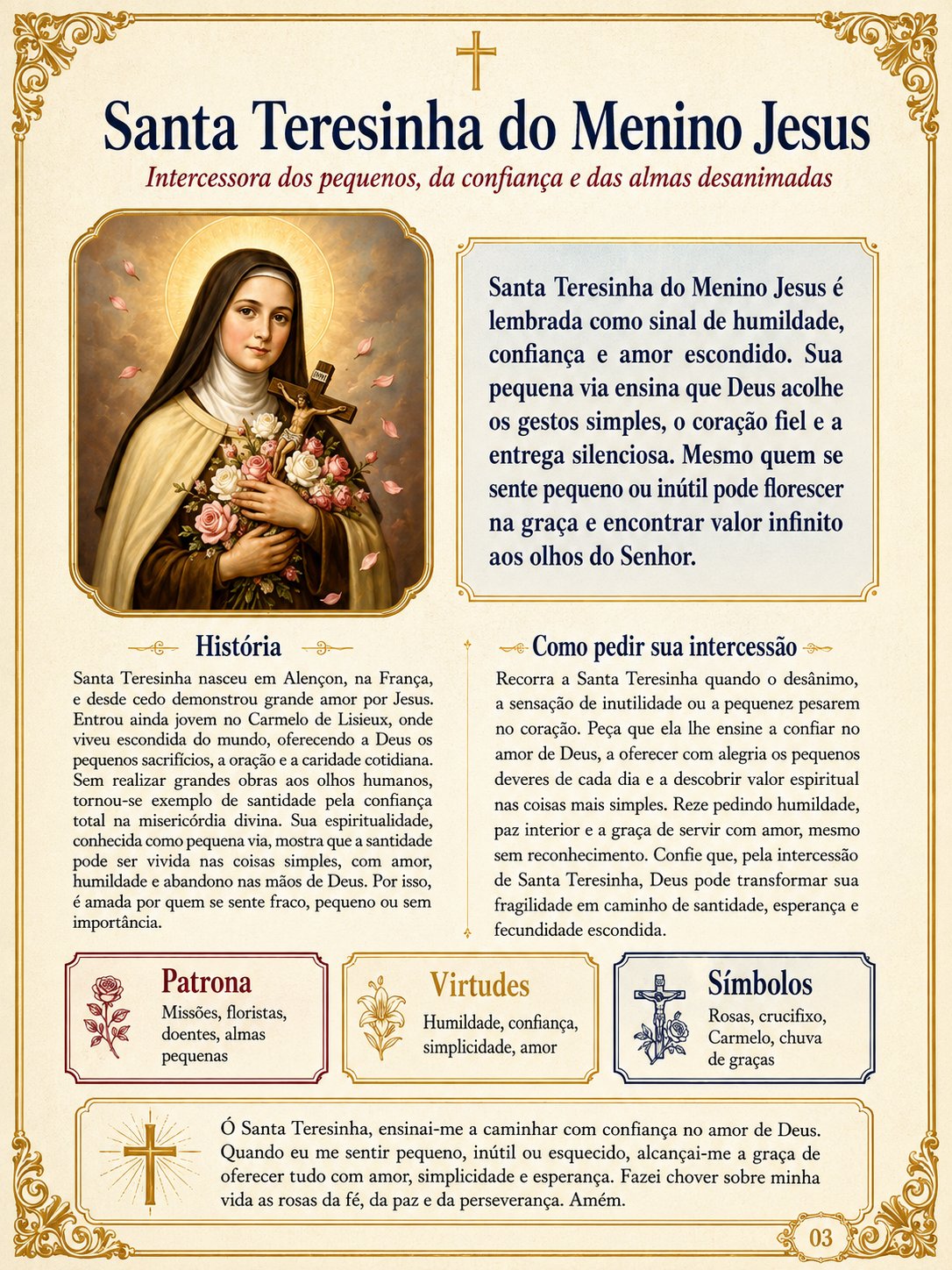 Página interna do Guia dos Santos, oração e novena