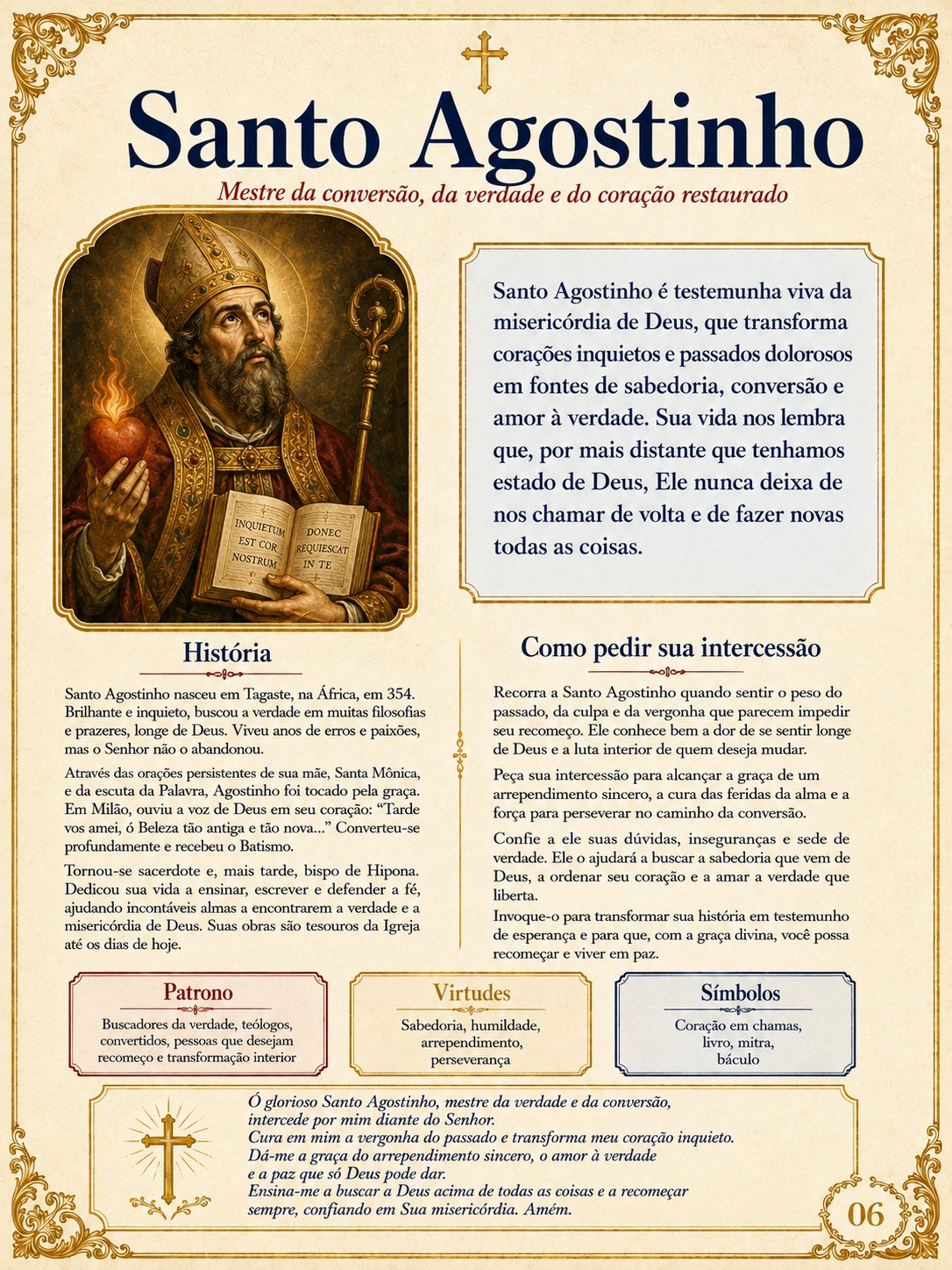 Página interna do Guia dos Santos, ficha de santo
